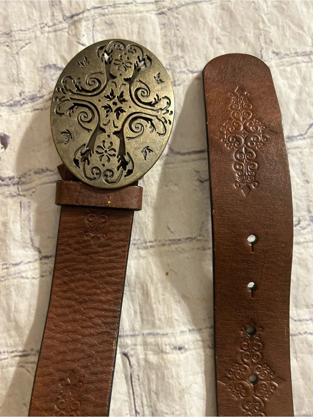 LIZ CLAIBORNE (3) VTG LEATHER BELTS DECORATIVE BUCKLES BLACK & BROWN